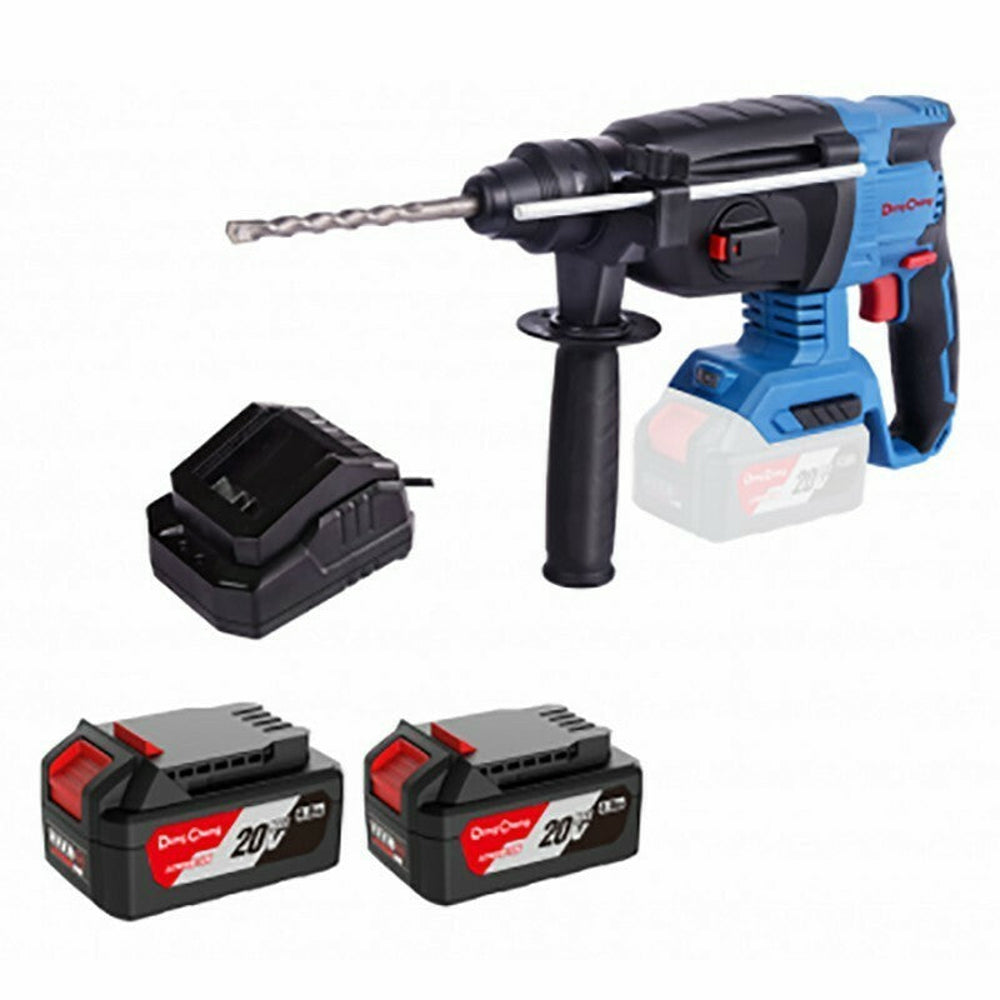 Dongcheng DCZC02-26EM 20V Cordless Rotary Hammer Drill Kit, 2 x 4.0Ah