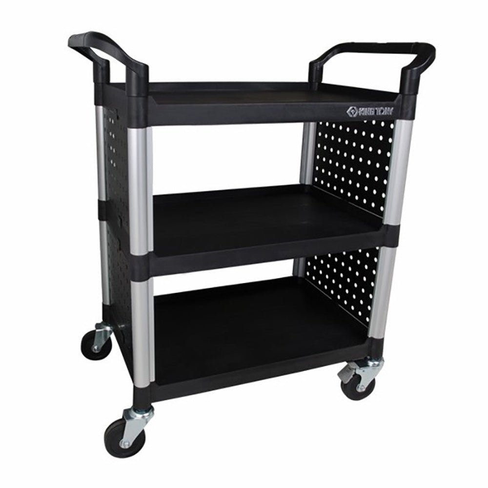 King Tony 3-Shelf Plastic Service Trolley, Black