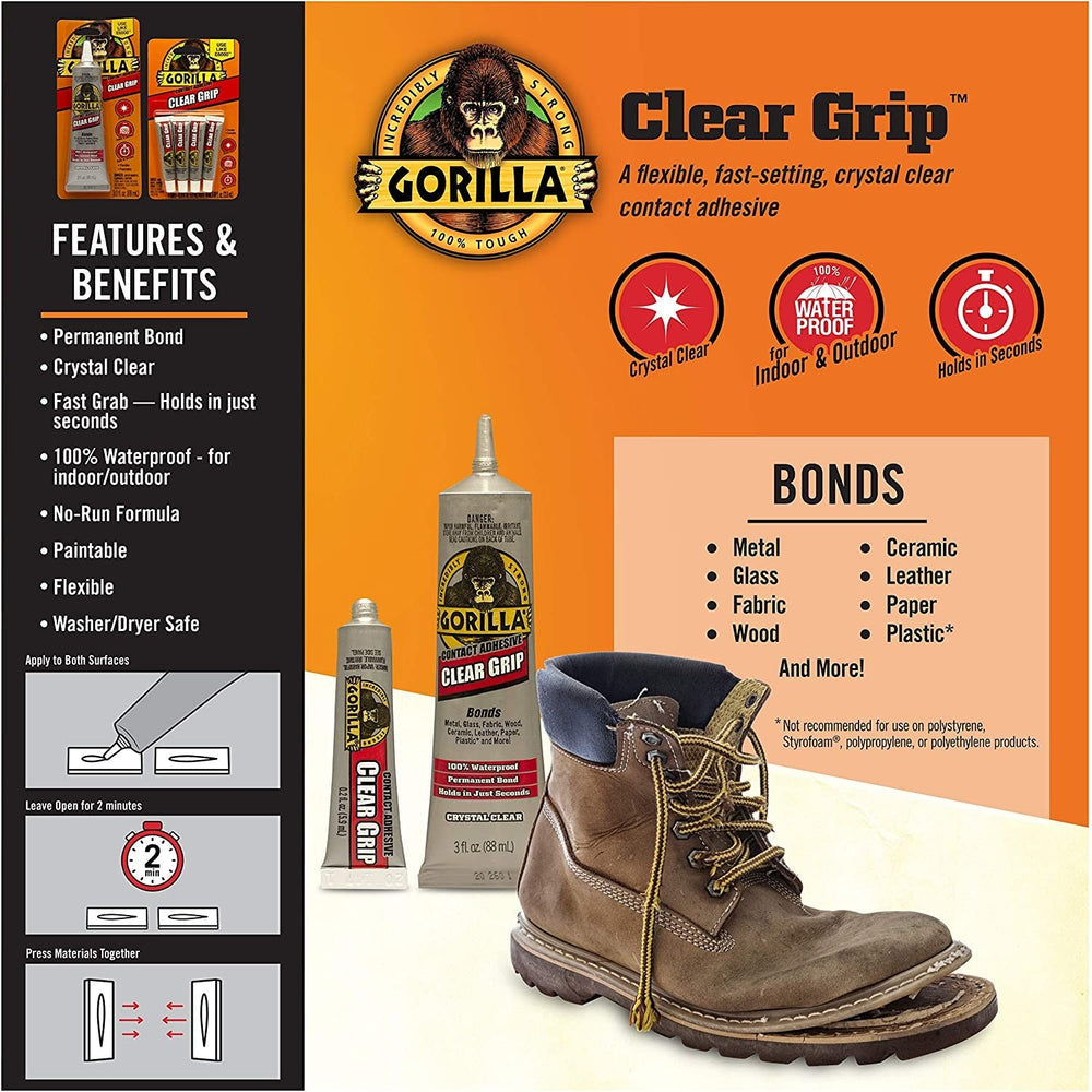 Gorilla Clear Grip Contact Adhesive, 4 x 5.67g