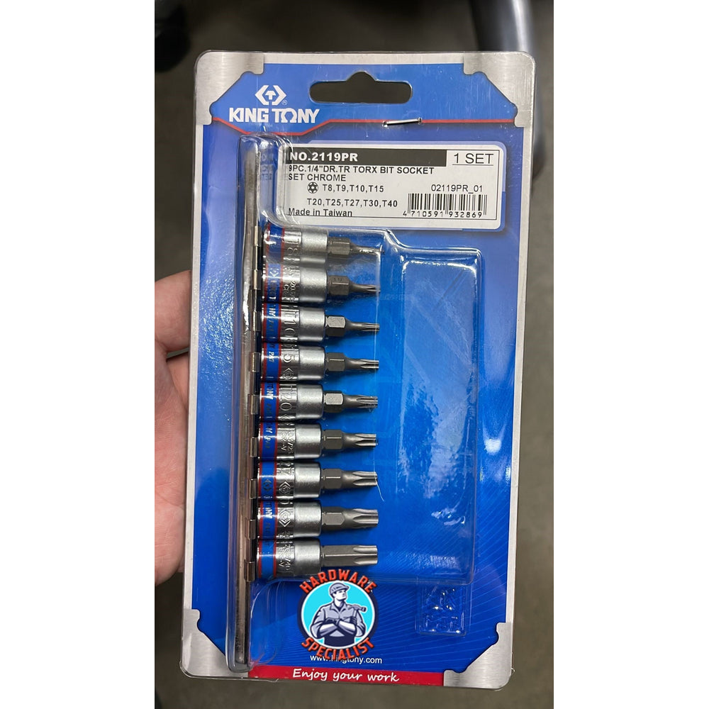 King Tony 2119PR 9-Piece 1/4" Drive Tamper Resistant Torx Bit Socket Set Secondary image