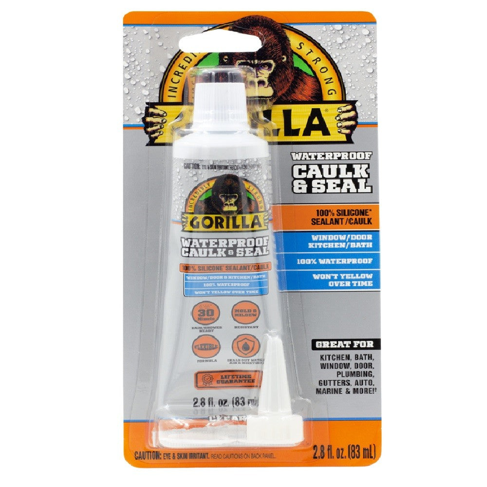 Gorilla Waterproof Silicone Caulk & Seal, Clear, 83ml Main image