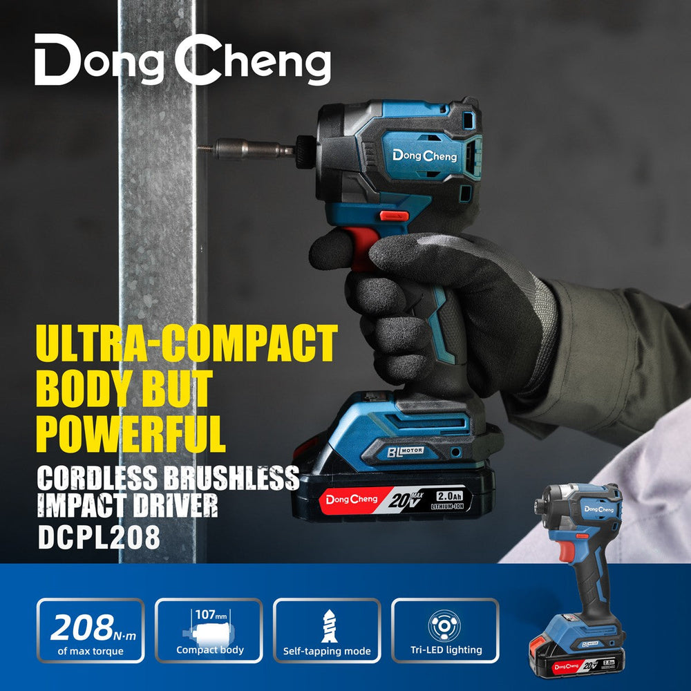Dongcheng DCPL208 20V Max 4.0Ah Cordless Brushless Impact Driver Kit