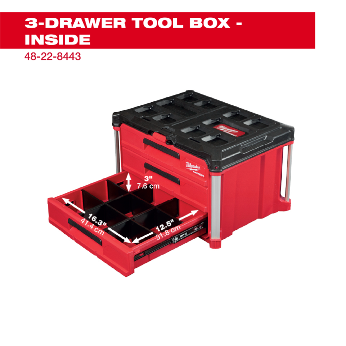 MILWAUKEE 48-22-8443 , PACKOUT™ 3-Drawer